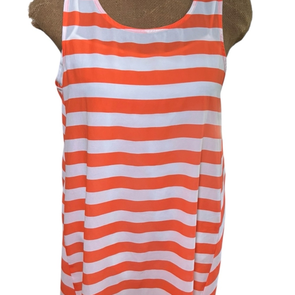 Jack by BB Dakota Orange and White Striped Tank Top Size L